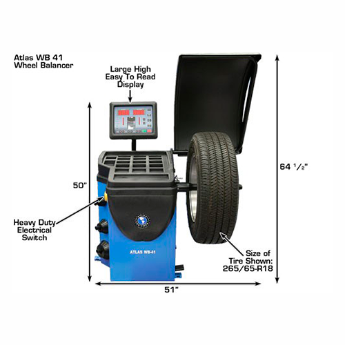 BALANCEADORA DE LLANTAS ATLAS WB41 C/ CUBIERTA Y MONITOR