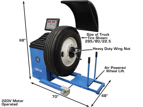 BALANCEADORA DE LLANTAS ATLAS P/ CAMIONES WBT210 C/ CUBIERTA Y MONITOR