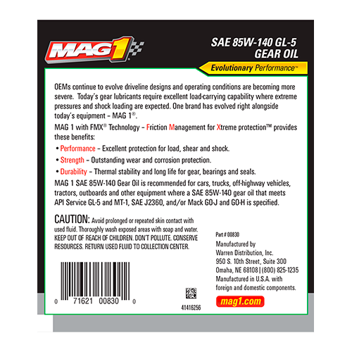 GRASA MAG 1 MAG00830 SAE 85W-140  GL-5 6/1 QT