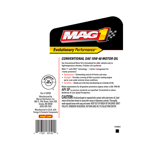 ACEITE MAG 1 MAG61650 CONVENTIONAL SAE 10W-40 SN  6/1 QT